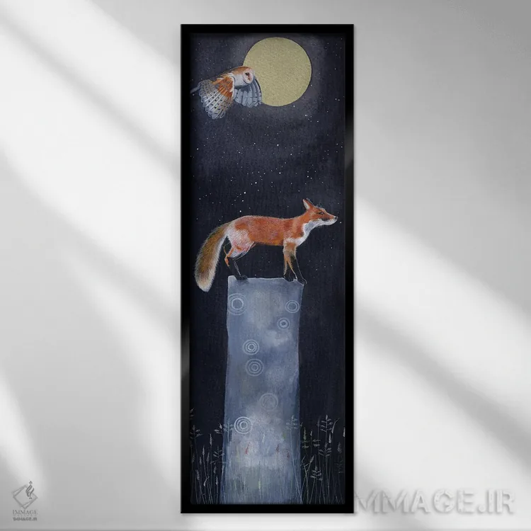 تابلو دکوراتیو روباه ۴ اثر سم کنن آرت - نمای قابدار مشکی