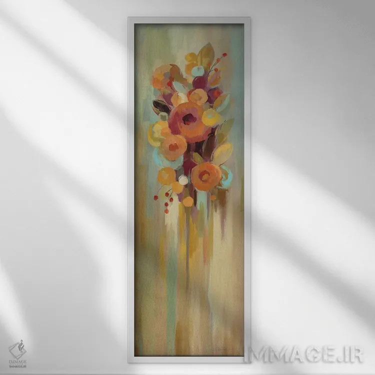 تابلو دکوراتیو گل های بلند پاییزی I اثر سیلویا واسیلیوا - نمای قابدار سفید