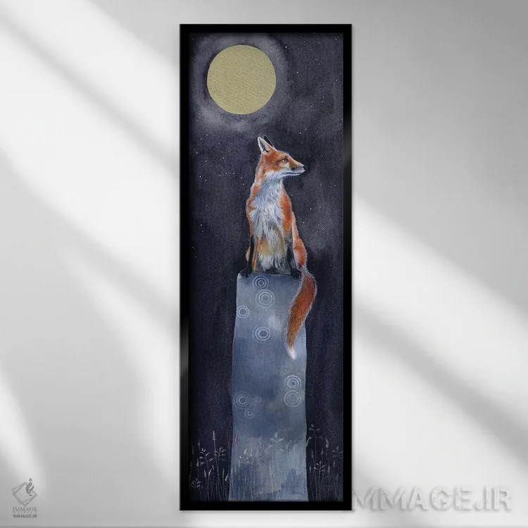 تابلو دکوراتیو روباه ۲ اثر سم کنن آرت - نمای قابدار مشکی