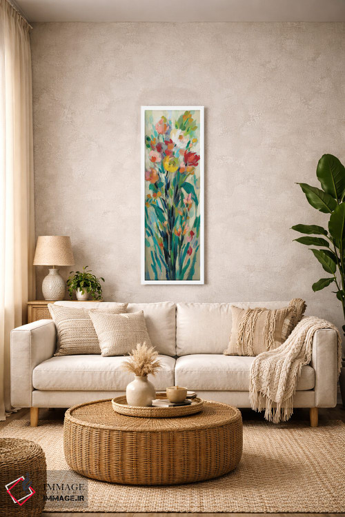 تابلو دکوراتیو گل های بلند و روشن کرمی I اثر سیلویا واسیلیوا - D1W