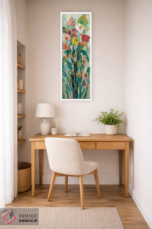 تابلو دکوراتیو گل های بلند و روشن کرمی I اثر سیلویا واسیلیوا - D3W
