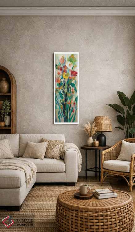 تابلو دکوراتیو گل های بلند و روشن کرمی I اثر سیلویا واسیلیوا - D5W