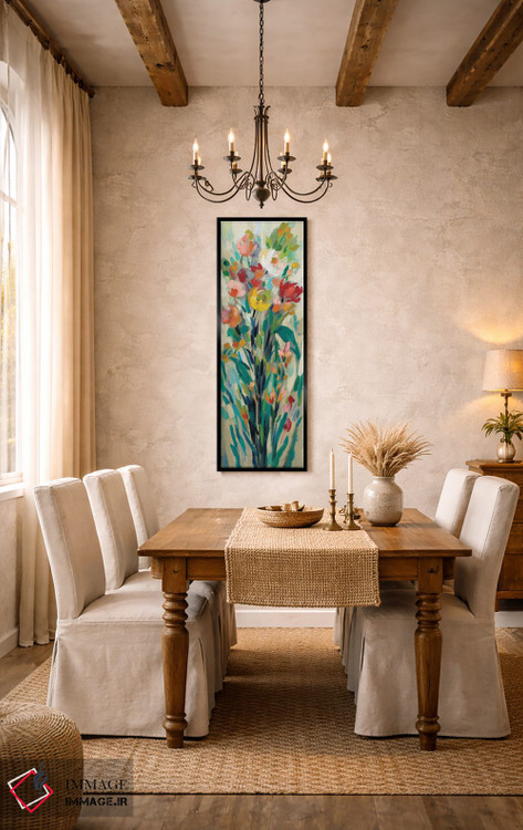 تابلو دکوراتیو گل های بلند و روشن کرمی I اثر سیلویا واسیلیوا - D6B