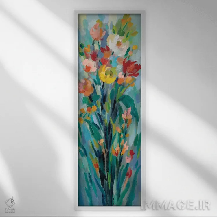 تابلو دکوراتیو گل های بلند و روشن I اثر سیلویا واسیلیوا - نمای قابدار سفید