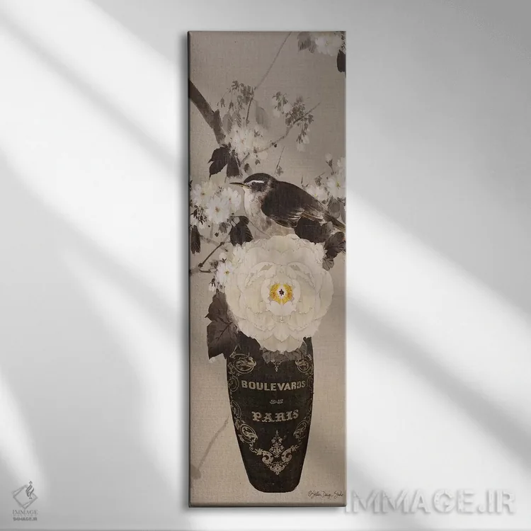تابلو دکوراتیو گلدان پاریسی VI اثر استودیو طراحی استلار - نمای روبهرو روی دیوار