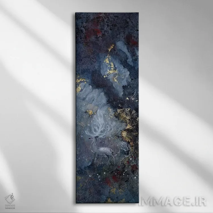 تابلو انتزاعی گوزن نر اثر استفانی لاو - نمای روبهرو روی دیوار