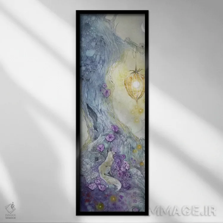 تابلو دکوراتیو روباه سفید اثر استفانی لاو - نمای قابدار مشکی