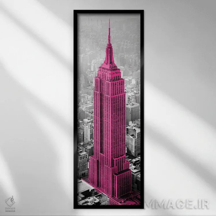 تابلو دکوراتیو حس امپایر استیت اثر شلی لیک - نمای قابدار مشکی