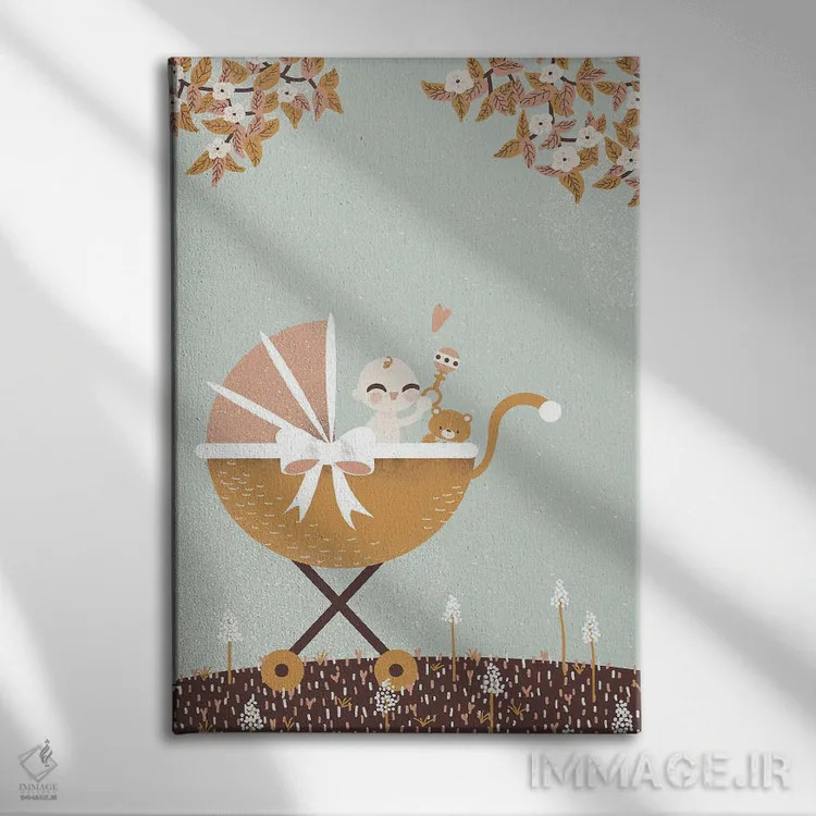 تابلو مینیمال خوش آمدی نوزاد اثر کانزیلو - نمای روبهرو روی دیوار