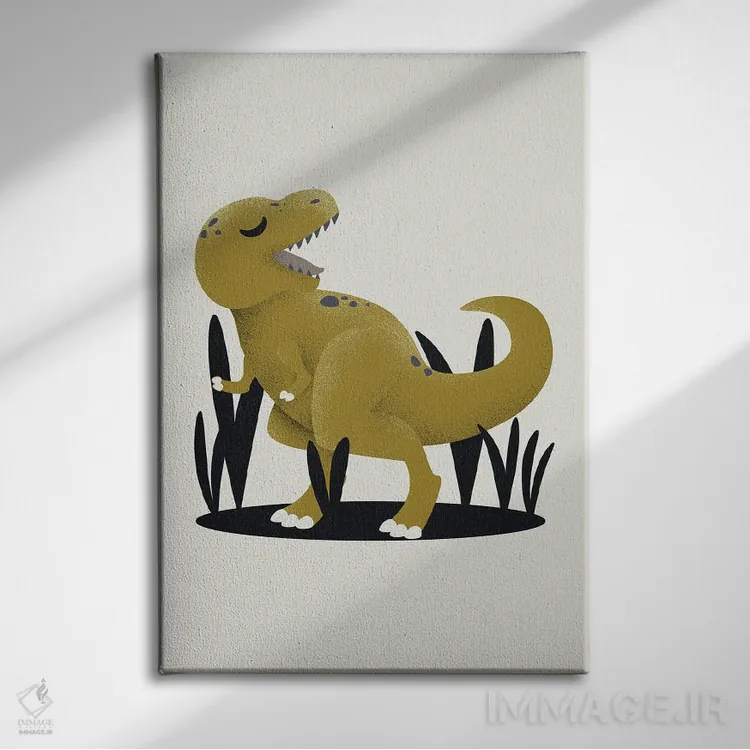 تابلو مینیمال تیرانوسور اثر کانزیلو - نمای روبهرو روی دیوار