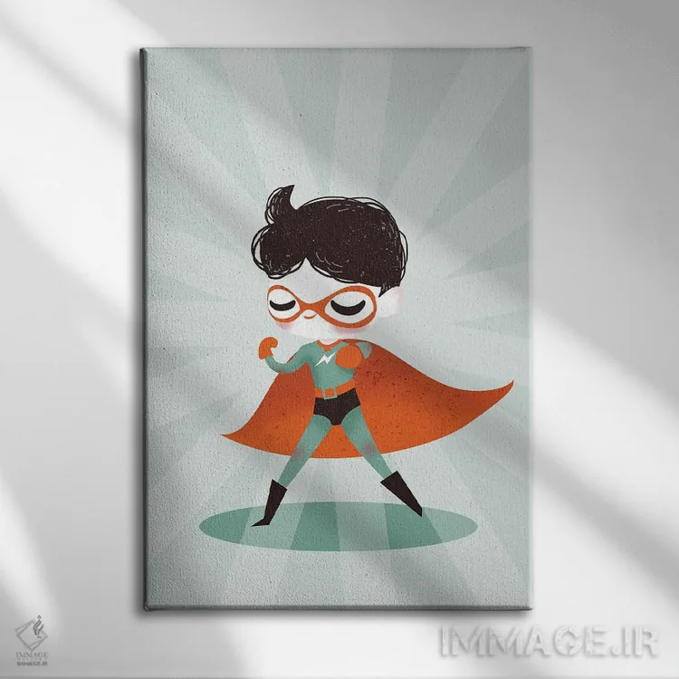 تابلو مینیمال پسر ابرقهرمان اثر کانزیلو - نمای روبهرو روی دیوار
