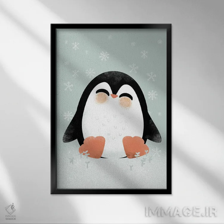 تابلو مینیمال حیوانات بامزه اثر کانزیلو - نمای قابدار مشکی