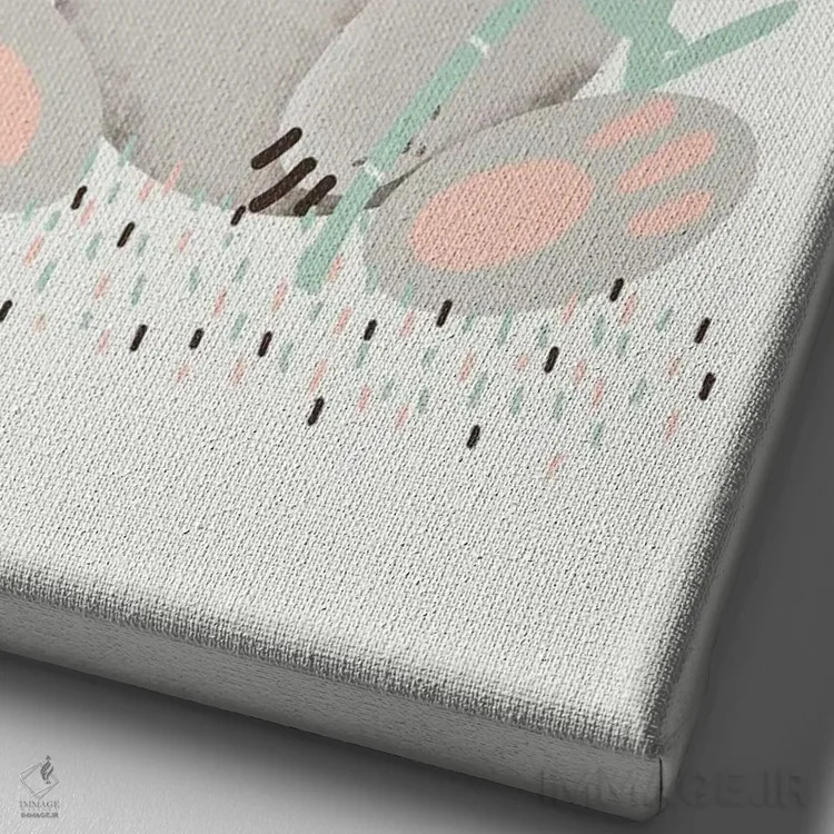 تابلو مینیمال حیوانات بامزه اثر کانزیلو - نمای نزدیک بافت بوم