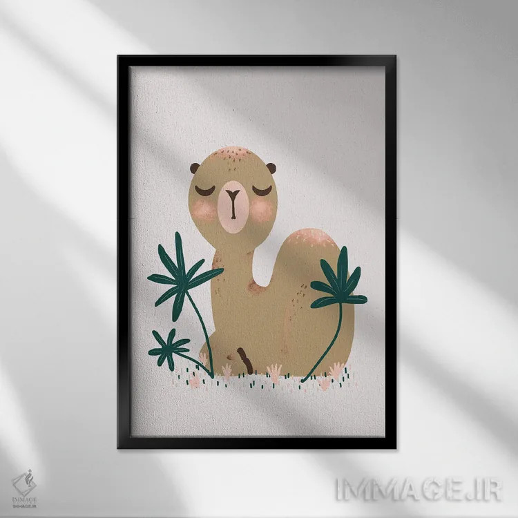 تابلو مینیمال حیوانات بامزه اثر کانزیلو - نمای قابدار مشکی