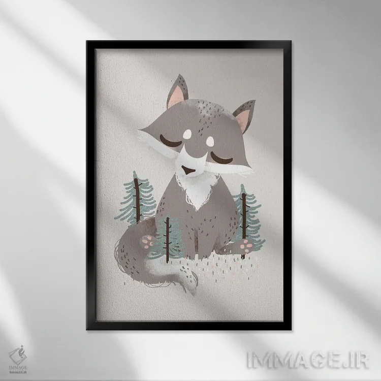 تابلو مینیمال حیوانات بامزه اثر کانزیلو - نمای قابدار مشکی