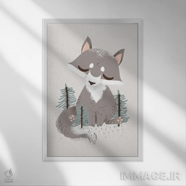 تابلو مینیمال حیوانات بامزه اثر کانزیلو - نمای قابدار سفید