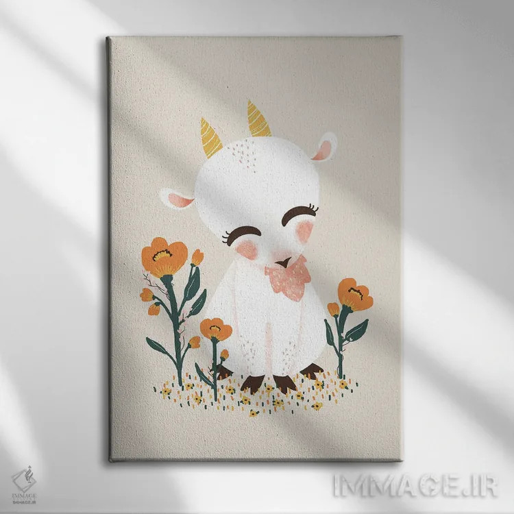 تابلو مینیمال حیوانات بامزه اثر کانزیلو - نمای روبهرو روی دیوار