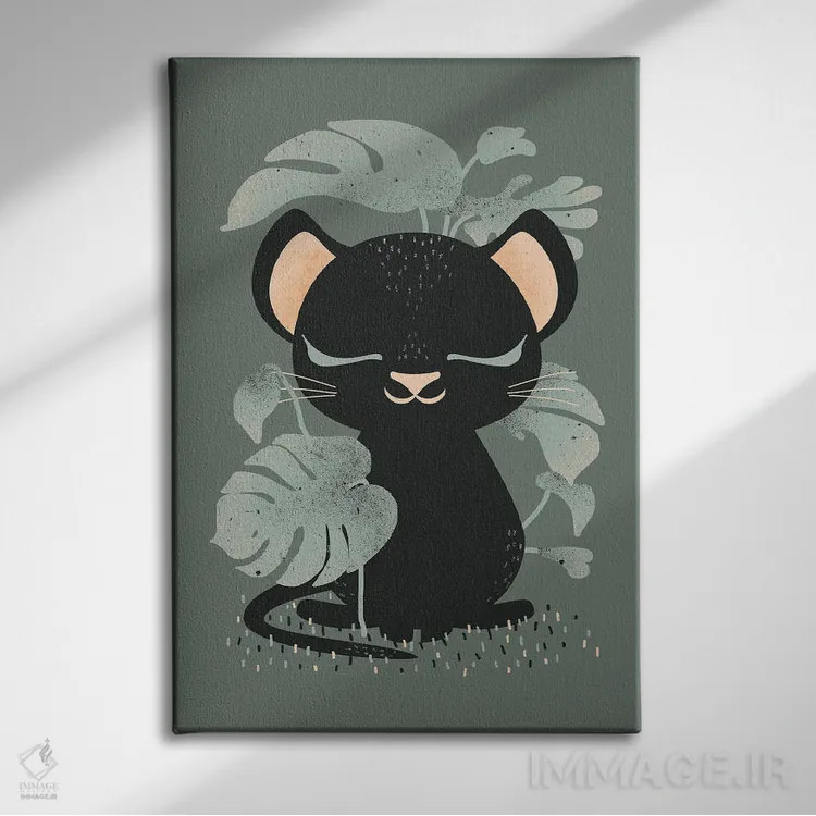 تابلو مینیمال حیوانات بامزه اثر کانزیلو - نمای روبهرو روی دیوار