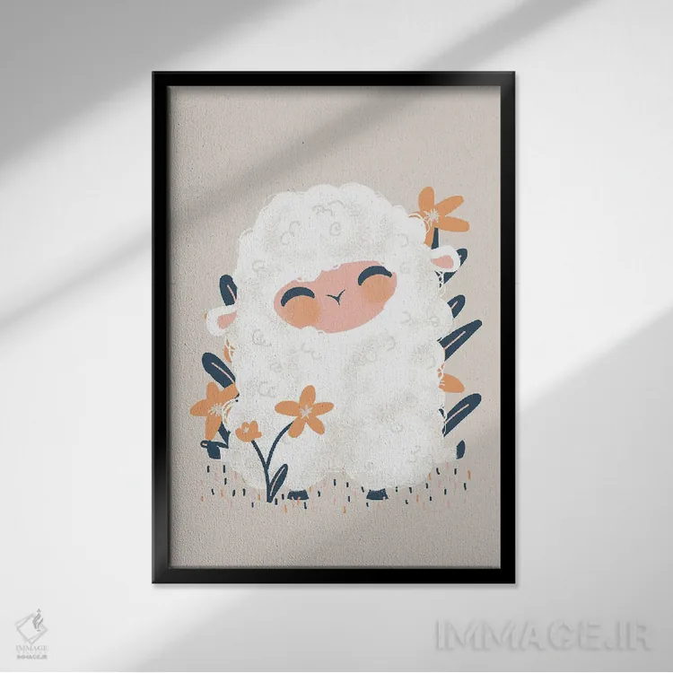 تابلو مینیمال حیوانات بامزه اثر کانزیلو - نمای قابدار مشکی