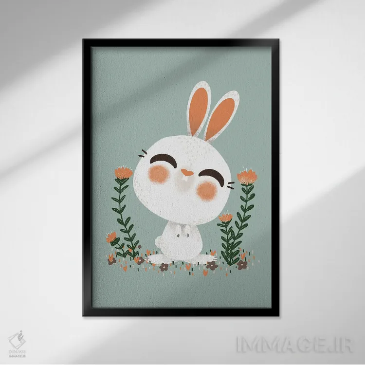 تابلو مینیمال حیوانات بامزه اثر کانزیلو - نمای قابدار مشکی