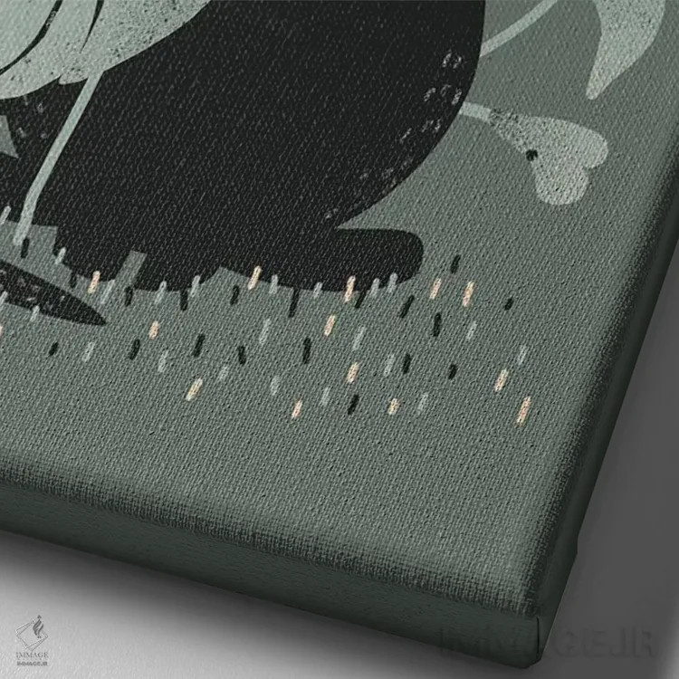 تابلو مینیمال حیوانات بامزه اثر کانزیلو - نمای نزدیک بافت بوم