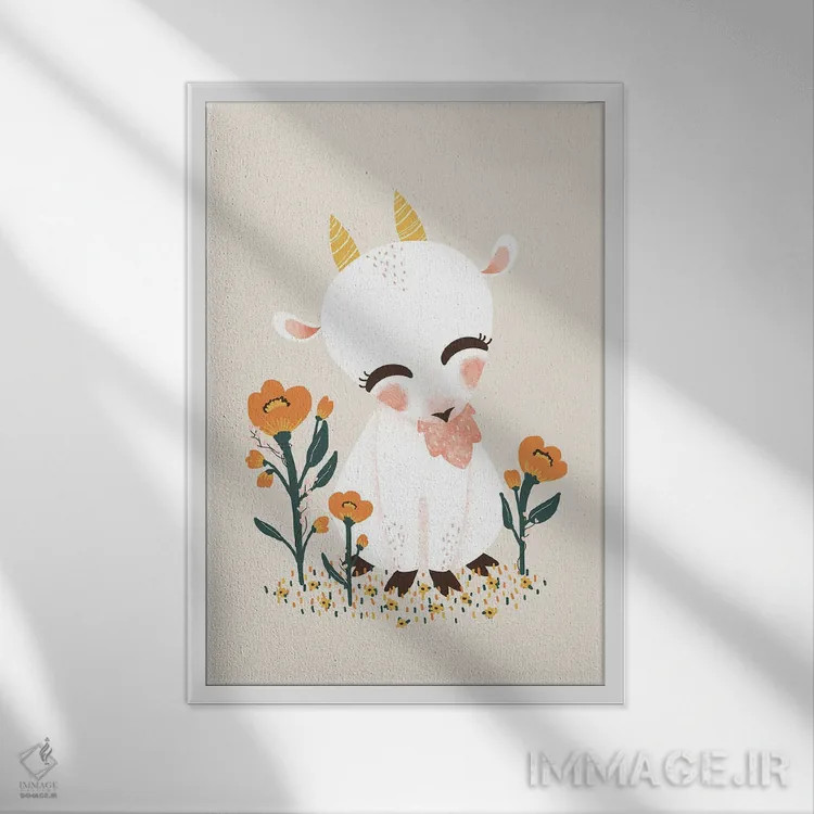 تابلو مینیمال حیوانات بامزه اثر کانزیلو - نمای قابدار سفید