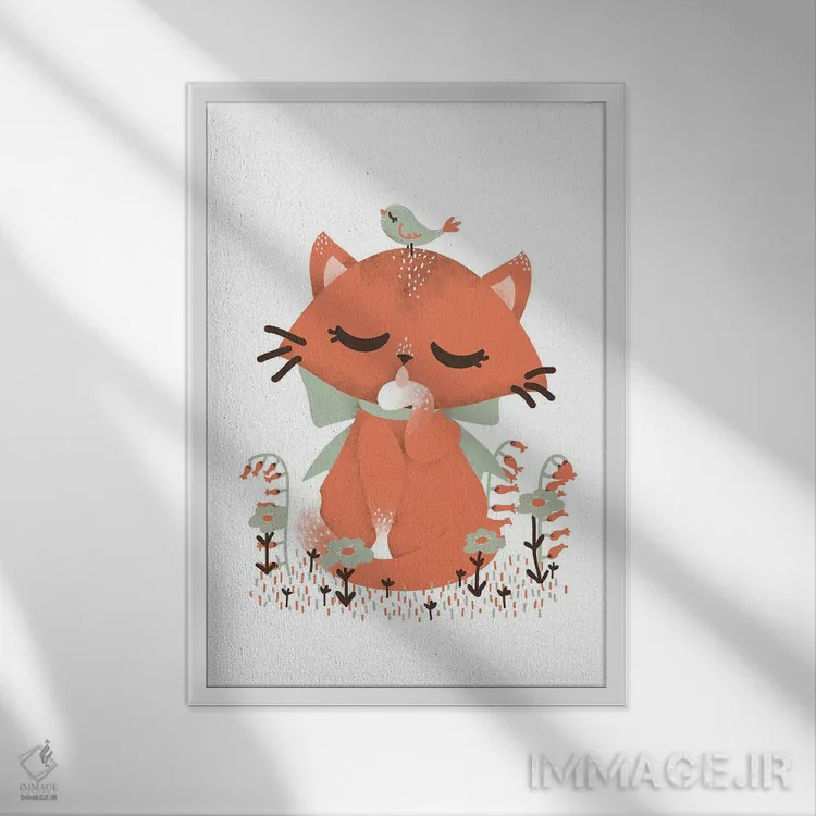 تابلو مینیمال حیوانات بامزه اثر کانزیلو - نمای قابدار سفید