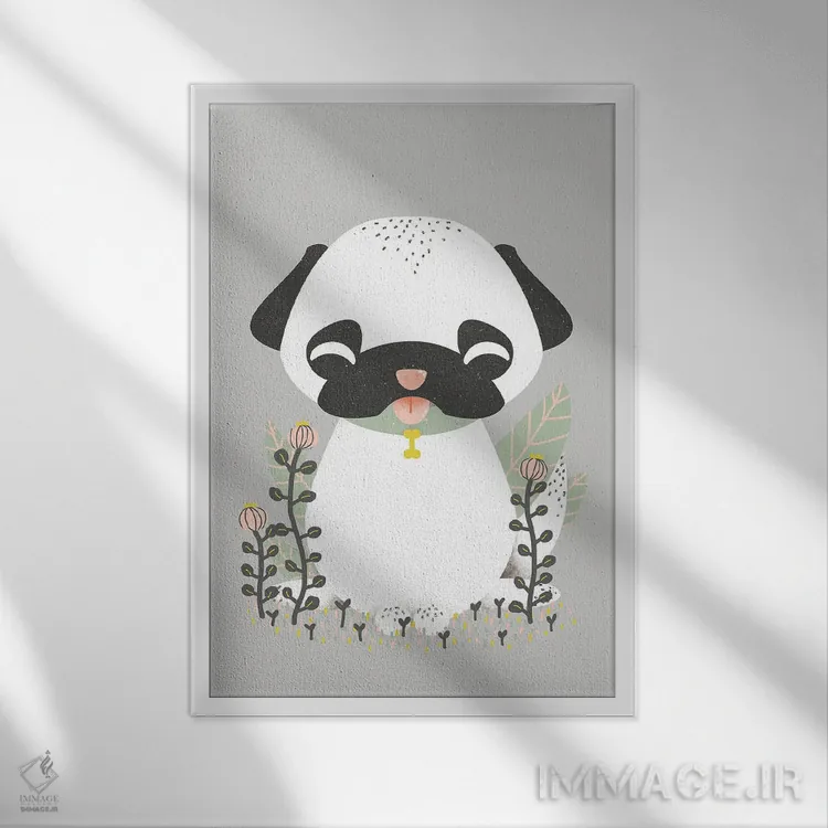 تابلو مینیمال حیوانات بامزه اثر کانزیلو - نمای قابدار سفید