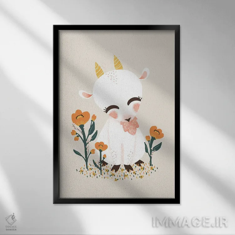 تابلو مینیمال حیوانات بامزه اثر کانزیلو - نمای قابدار مشکی