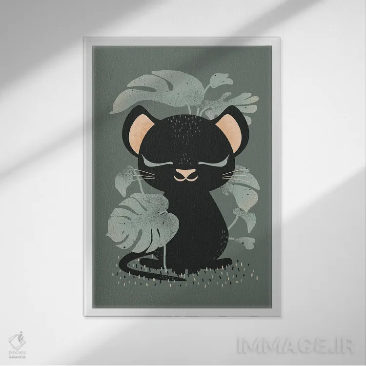 تابلو مینیمال حیوانات بامزه اثر کانزیلو - نمای قابدار سفید