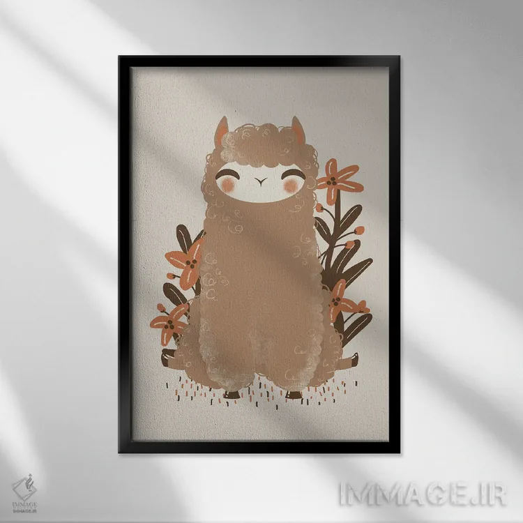 تابلو مینیمال حیوانات بامزه اثر کانزیلو - نمای قابدار مشکی