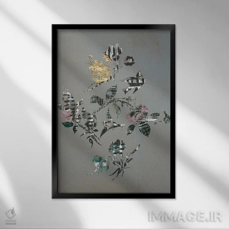 تابلو مدرن طراحی قرن نوزدهم و پرندگان I اثر لری آربل - نمای قابدار مشکی