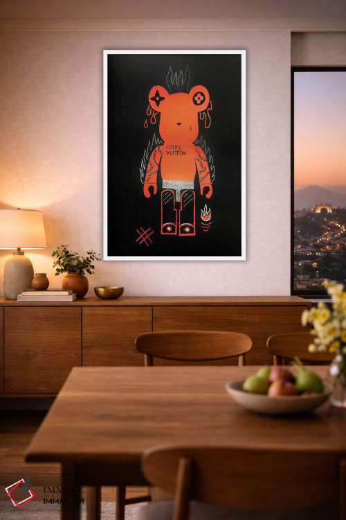 تابلو دکوراتیو خرس خشمگین بر بریک اثر نوا لاتار - D1W