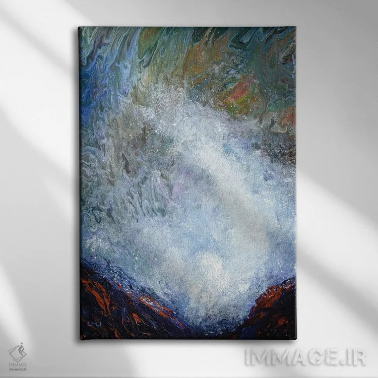 تابلو انتزاعی شاخ های آب پاش در خلیج دپو اثر لورا ایورسن - نمای روبهرو روی دیوار