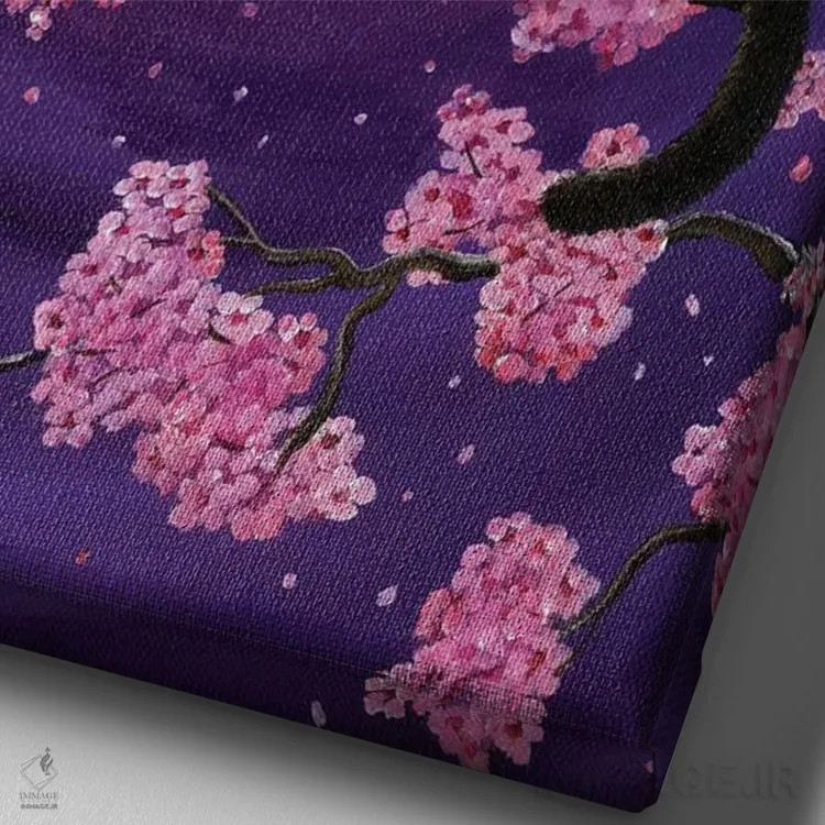 تابلو دکوراتیو گلبرگ های صورتی رقصان اثر لورا ایورسن - نمای نزدیک بافت بوم