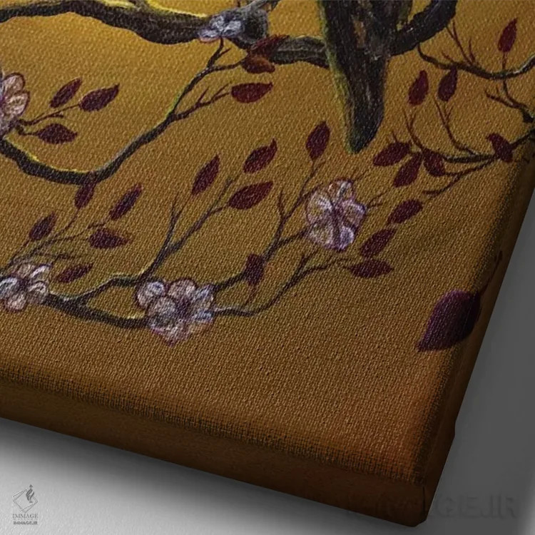 تابلو دکوراتیو کلاغ سیاه به یاد بهار اثر لورا ایورسن - نمای نزدیک بافت بوم