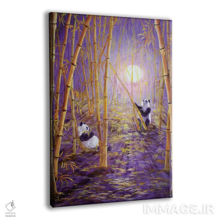 تابلو دکوراتیو پانداها در ماه برداشت اثر لورا ایورسن - نمای پرسپکتیو محصول