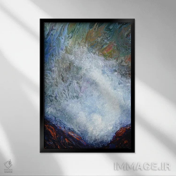 تابلو انتزاعی شاخ های آب پاش در خلیج دپو اثر لورا ایورسن - نمای قابدار مشکی