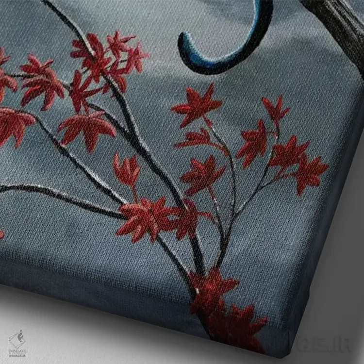 تابلو دکوراتیو گربه سیاه در نور ماه نقره ای اثر لورا ایورسن - نمای نزدیک بافت بوم