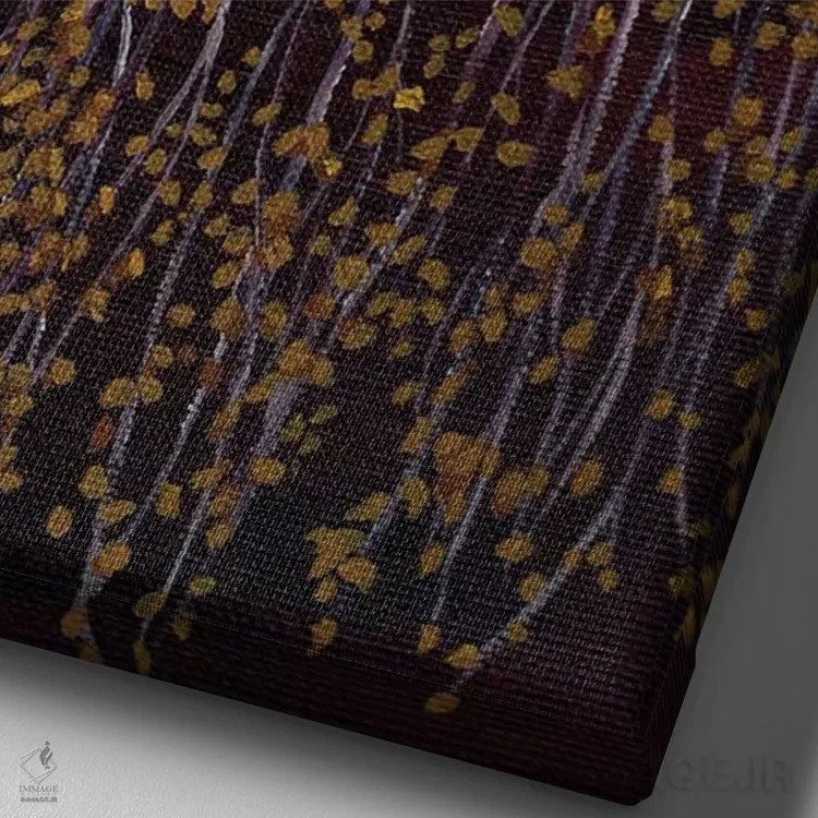 تابلو دکوراتیو کلاغ سیاه روی شاخه های توس سفید اثر لورا ایورسن - نمای نزدیک بافت بوم