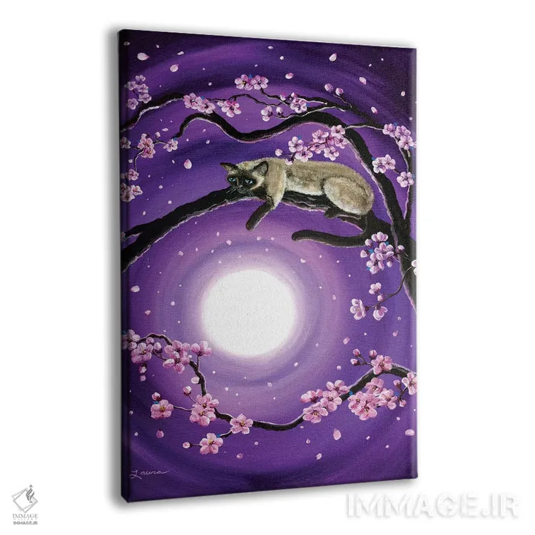 تابلو دکوراتیو ساکورا در مهتاب بنفش اثر لورا ایورسن - نمای پرسپکتیو محصول