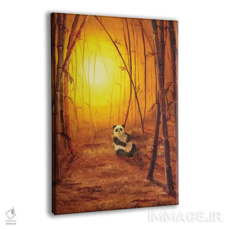 تابلو دکوراتیو پاندا در درخشش طلایی اثر لورا ایورسن - نمای پرسپکتیو محصول