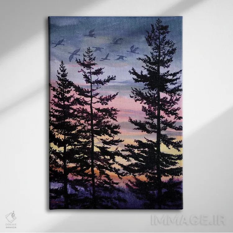 تابلو دکوراتیو غروب اورگن اثر لورا ایورسن - نمای روبهرو روی دیوار