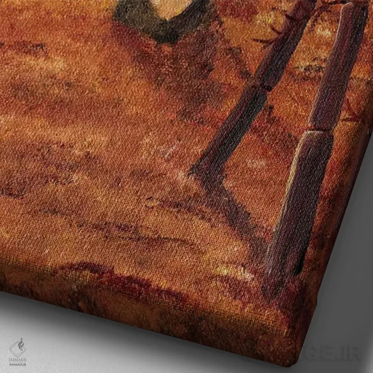 تابلو دکوراتیو پاندا در درخشش طلایی اثر لورا ایورسن - نمای نزدیک بافت بوم