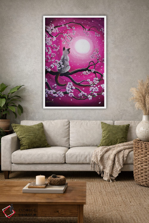 تابلو دکوراتیو ساکورای صورتی روشن در صبح اثر لورا ایورسن - D1W