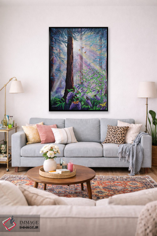 تابلو دکوراتیو بیشه پروانه ها در جنگل سرخ چوب اثر لورا ایورسن - D1B