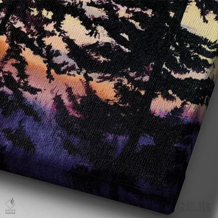 تابلو دکوراتیو غروب اورگن اثر لورا ایورسن - نمای نزدیک بافت بوم