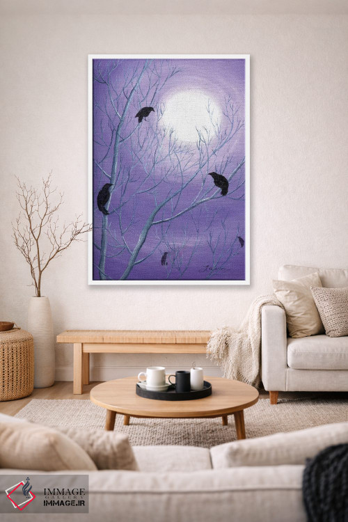تابلو دکوراتیو کلاغ ها روی شاخه های خالی اثر لورا ایورسن - D1W