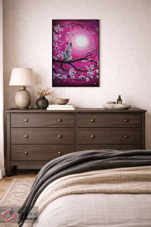 تابلو دکوراتیو ساکورای صورتی روشن در صبح اثر لورا ایورسن - D3B