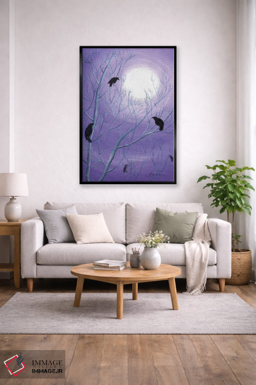 تابلو دکوراتیو کلاغ ها روی شاخه های خالی اثر لورا ایورسن - D2B